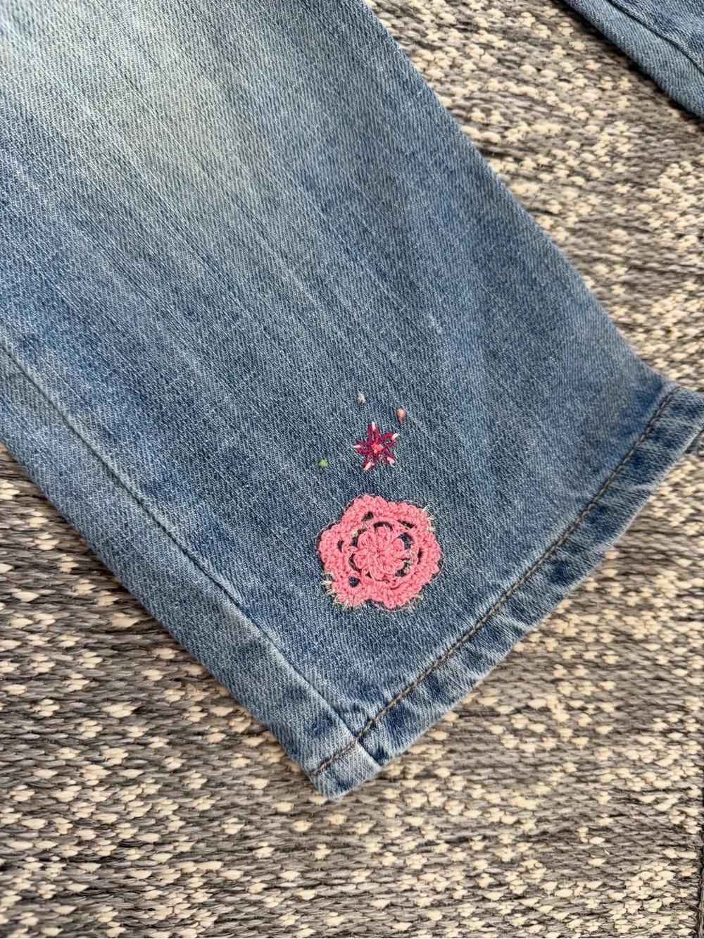 VTG y2k OshKosh B'gosh Toddler Girls Floral Embroidered Belted Jeans Boho 3T